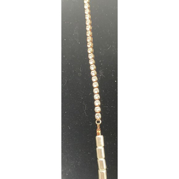 Lapis Lazuli 22" Necklace 2" Earrings Set Pearlescent Bead Clear Crystal Dangle - Picture 6 of 10